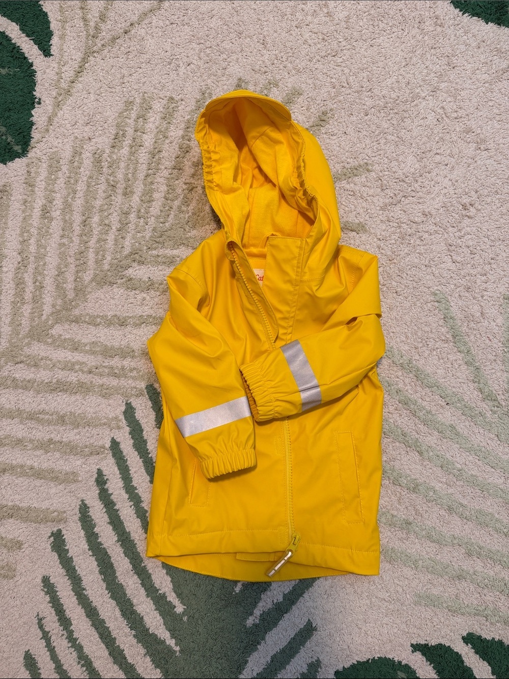 Cat & Jack Yellow Hooded Kids Raincoat with Reflective Stripes - Picture 3 of 4